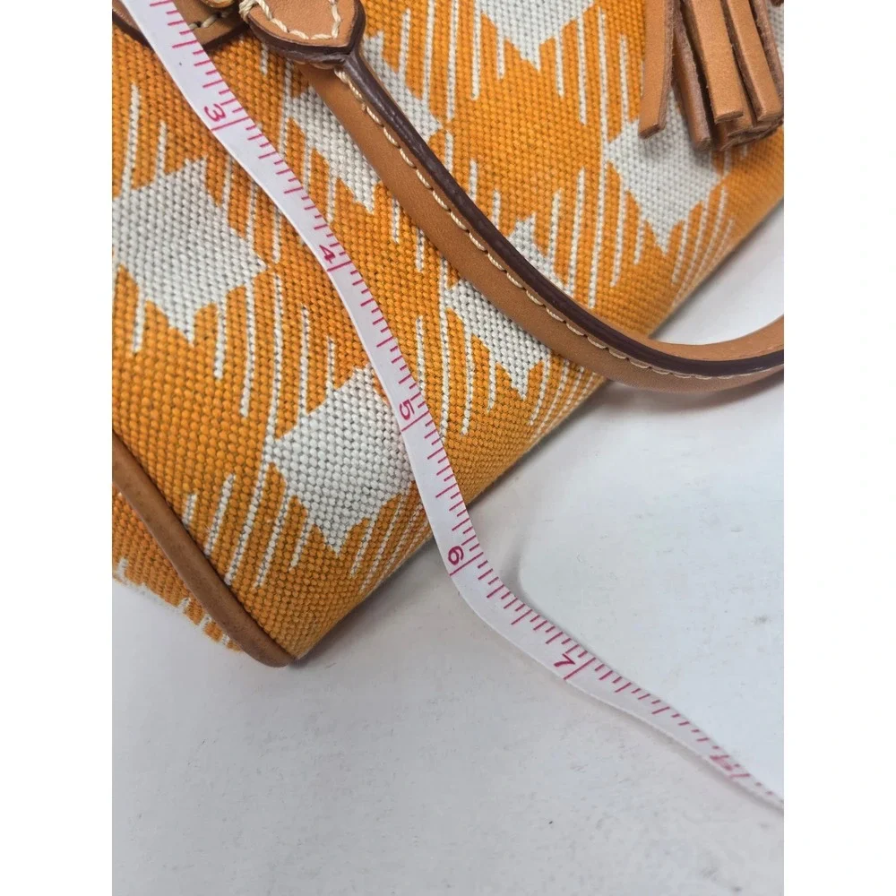 Dooney & Bourke Orange Gingham Canvas Leather Satchel Handbag Bag